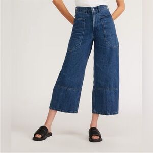 Vintage Bugle Boy 90s Wide Leg Stripe Blue Jeans